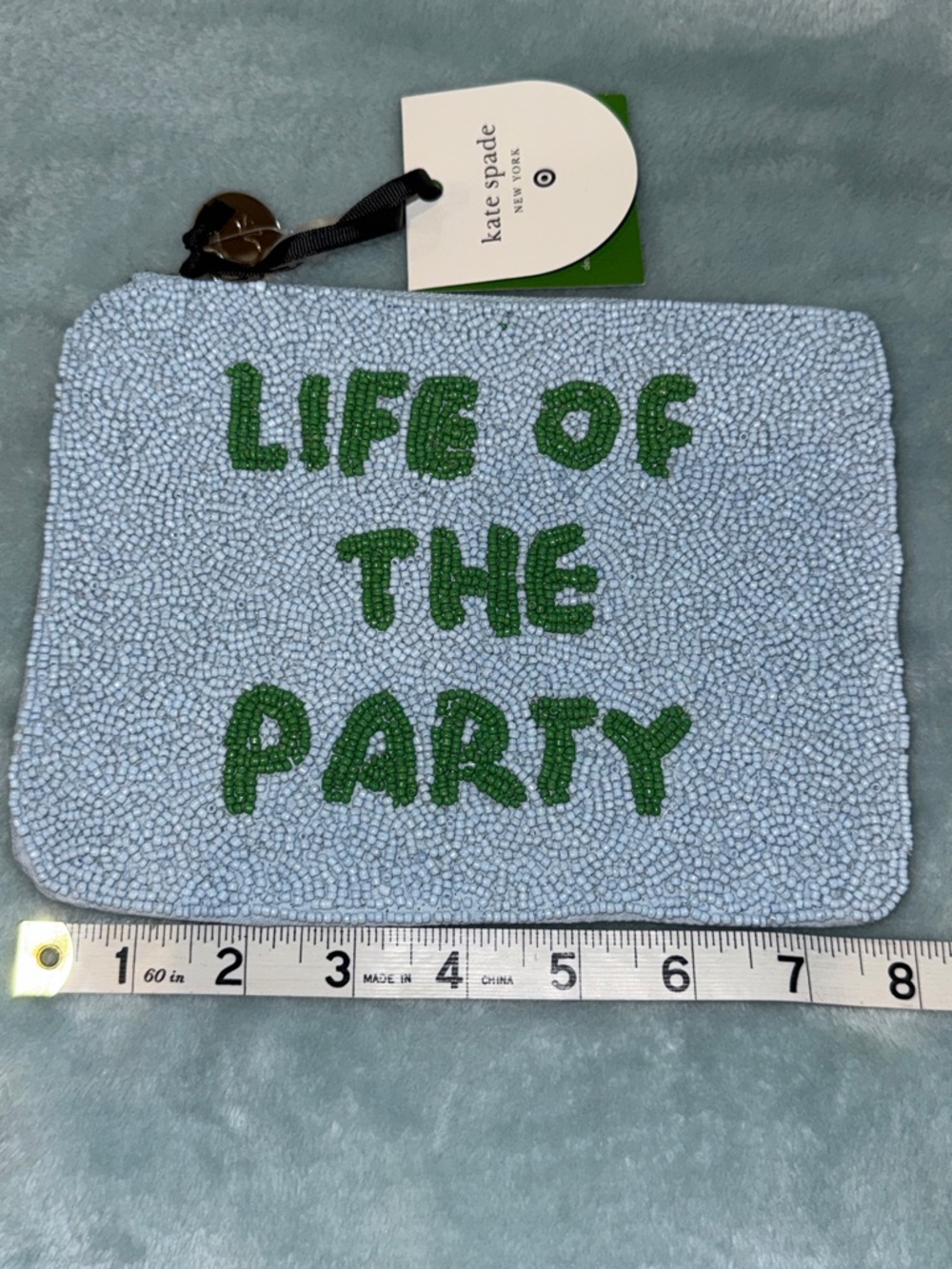 "Life of the Party" Beaded Wristlet Clutch in Blue and Green - Picture 10 of 12